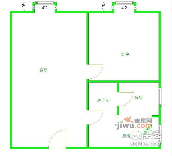 东桂苑1室1厅1卫31㎡户型图