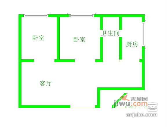 东桂苑2室1厅1卫87㎡户型图