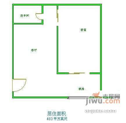 东桂苑1室1厅1卫31㎡户型图