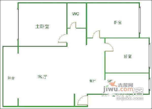 园中园北苑3室2厅1卫102㎡户型图