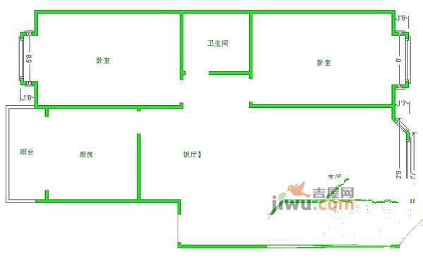 蔚蓝天地2室2厅1卫89㎡户型图