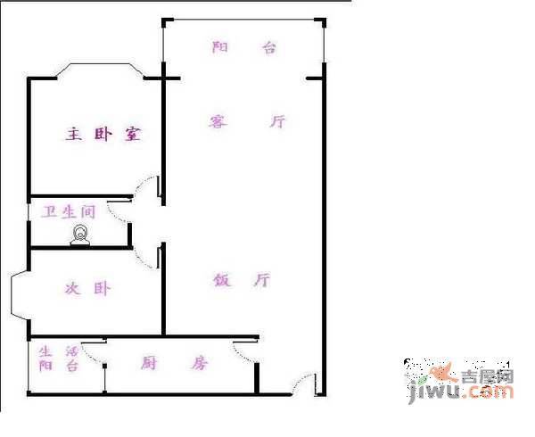 东方花园2室2厅1卫95㎡户型图