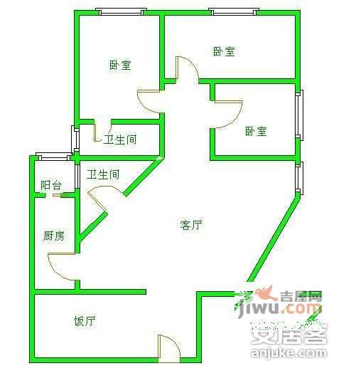 天祥大厦3室2厅2卫138㎡户型图