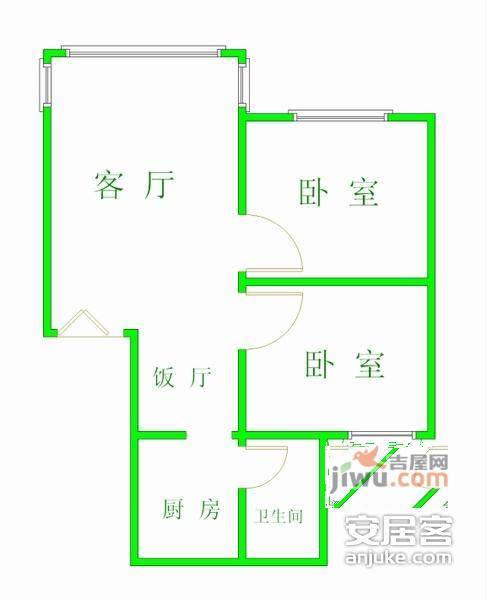 惠民苑2室2厅1卫94㎡户型图