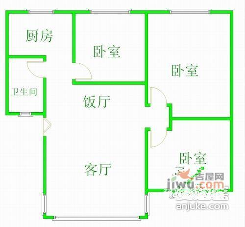 惠民苑3室2厅1卫99㎡户型图