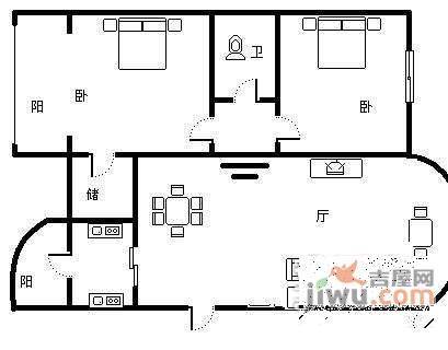 金都花园2室2厅1卫120㎡户型图