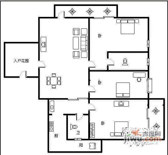 锦都四期3室2厅2卫143㎡户型图