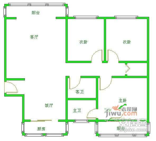 双楠谊苑3室2厅2卫161㎡户型图