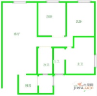 长城园3室2厅2卫156㎡户型图