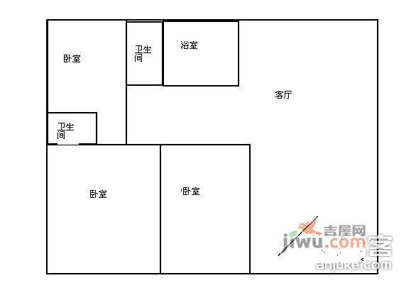 棕北国际3室2厅1卫127㎡户型图