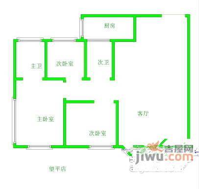 棕北国际3室2厅2卫127㎡户型图