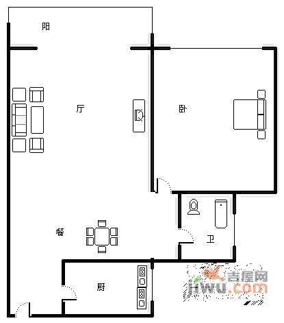 二十一世纪花园1室1厅1卫55㎡户型图