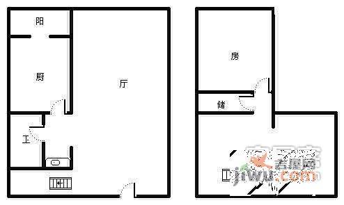 城市物语2室2厅1卫79㎡户型图