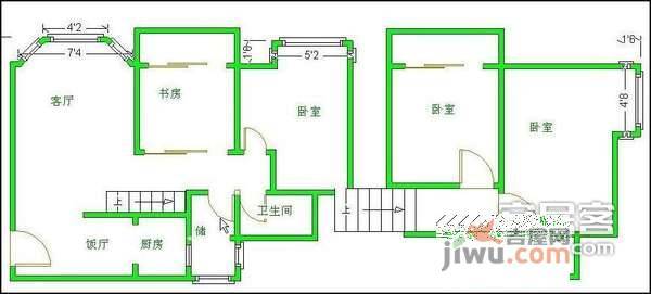 锦海国际花园3室2厅2卫165㎡户型图