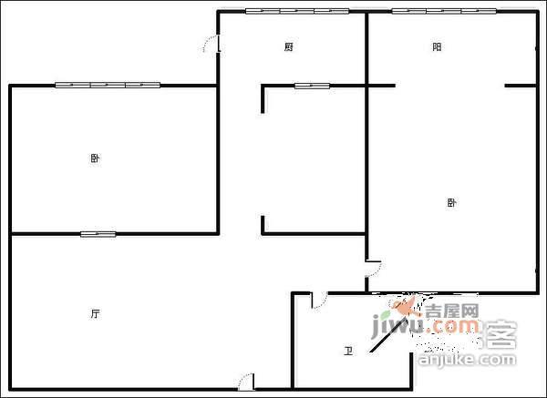 福成园2室2厅1卫77㎡户型图