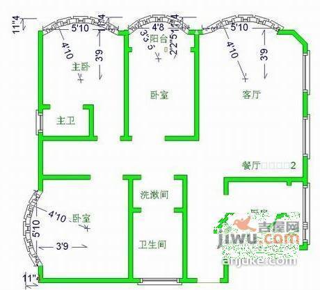 天彩菁华3室2厅2卫144㎡户型图