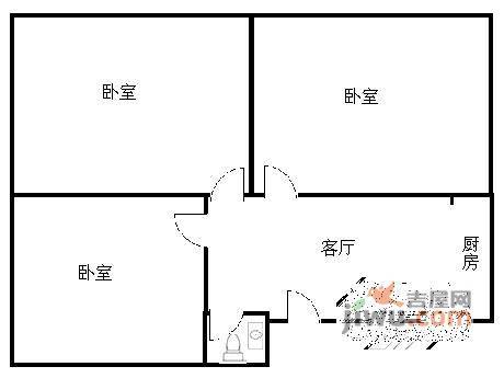 成都市青羊小区3室1厅1卫74㎡户型图