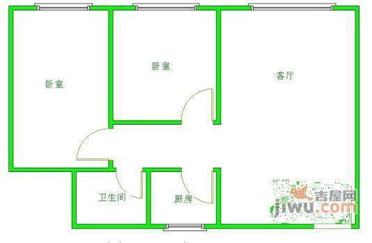 成都市青羊小区2室1厅1卫68㎡户型图