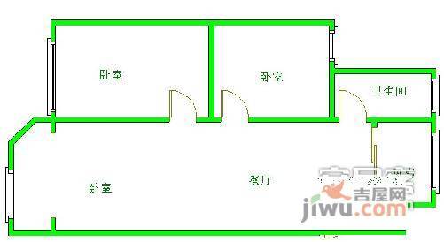 大庆路小区2室2厅1卫93㎡户型图