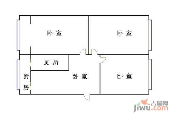 大庆路小区3室1厅1卫96㎡户型图