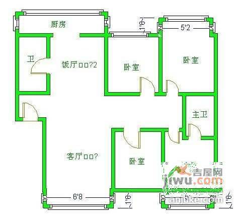 大庆路小区4室2厅2卫140㎡户型图