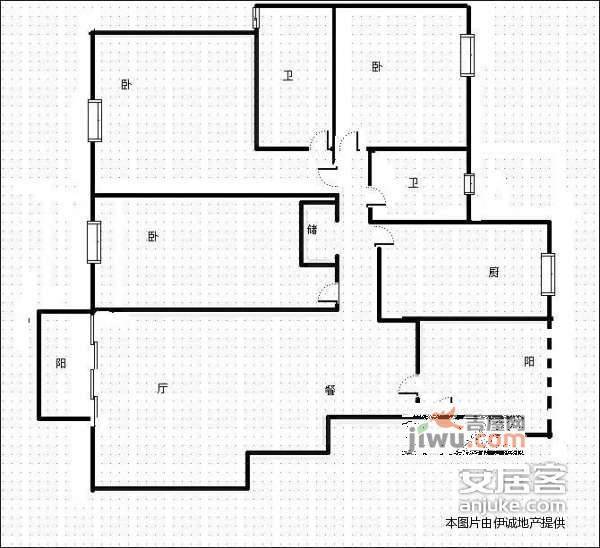 蓝谷地三期3室2厅2卫165㎡户型图