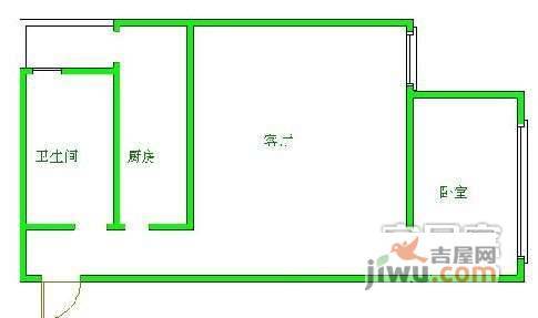 左右1室1厅1卫61㎡户型图