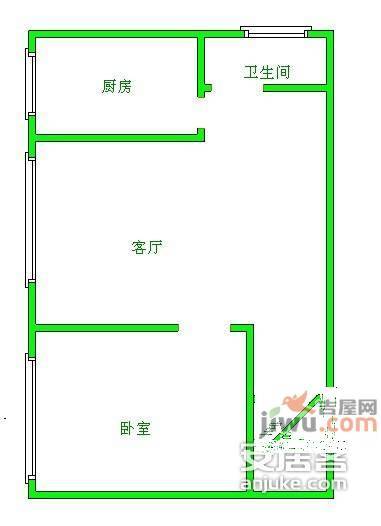 左右1室1厅1卫61㎡户型图