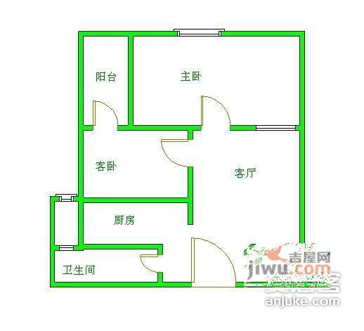 左右2室2厅1卫66㎡户型图