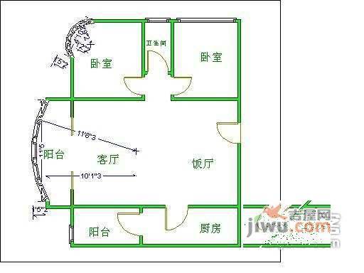 伊甸阳光2室2厅1卫户型图