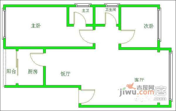 长盛续锦2室2厅2卫96㎡户型图