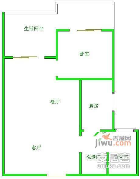 杰座1室1厅1卫67㎡户型图