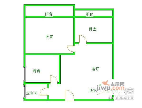 杰座2室2厅1卫85㎡户型图