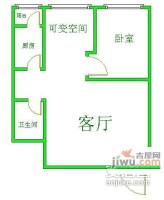 首创爱这城1室2厅1卫56㎡户型图