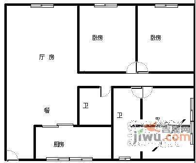 悦民苑3室2厅2卫127㎡户型图