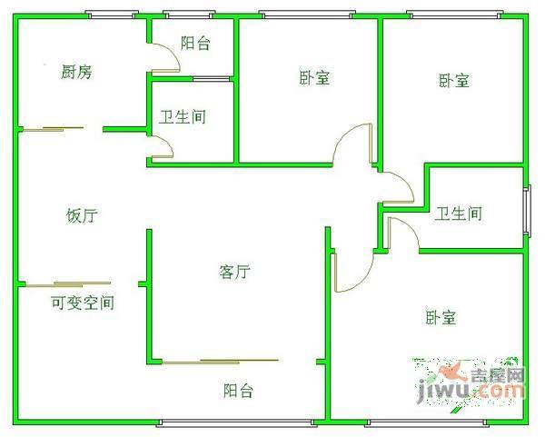 锦溪3室2厅2卫122㎡户型图