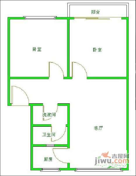 园中园西苑2室2厅1卫98㎡户型图