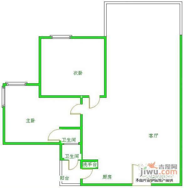 中海常春藤花园2室2厅2卫87㎡户型图