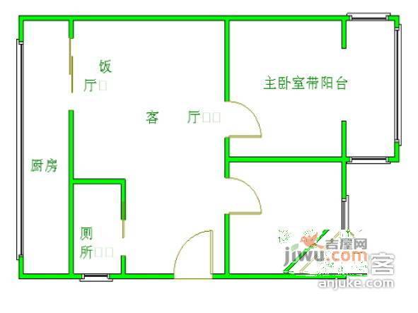 凌远花园西区2室2厅1卫103㎡户型图