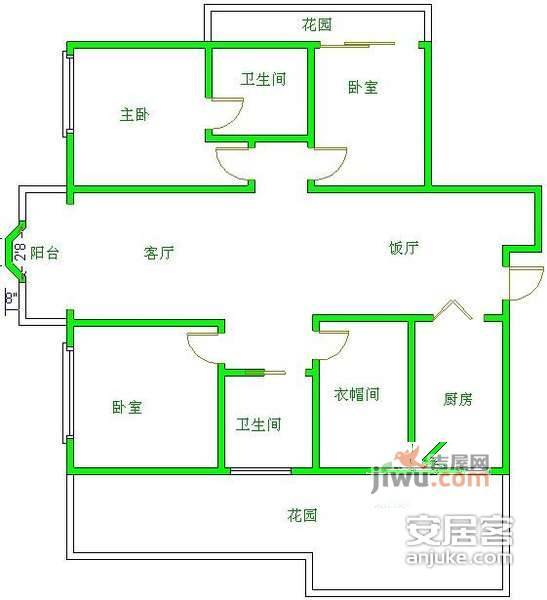 溢阳绿城3室2厅2卫157㎡户型图