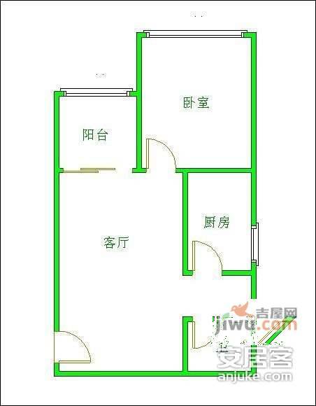 城市博客VC时代1室1厅1卫48㎡户型图