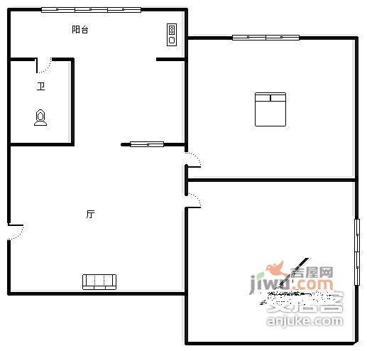 抚琴小区2室1厅1卫87㎡户型图