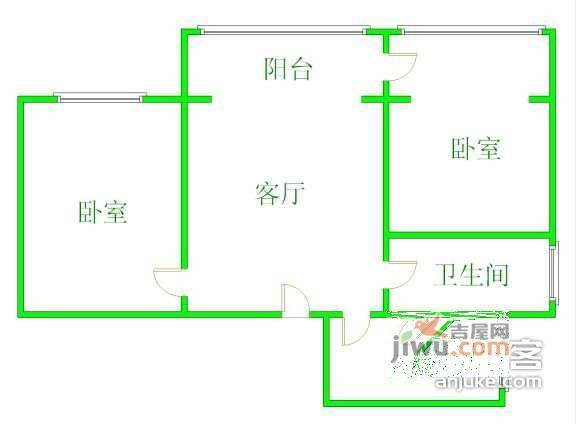 皇城商业广场2室2厅1卫92㎡户型图