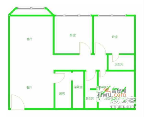 皇城商业广场3室2厅1卫118㎡户型图