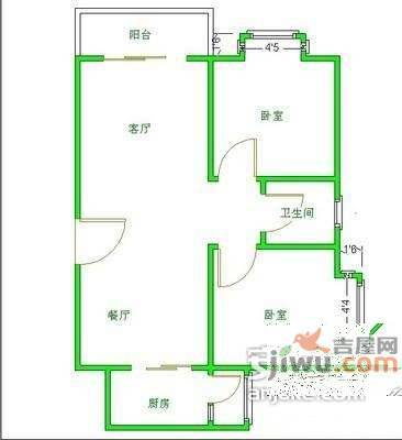 驿鑫乡卿城2室2厅1卫92㎡户型图