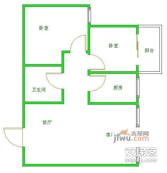 双楠回归线2室2厅1卫78㎡户型图