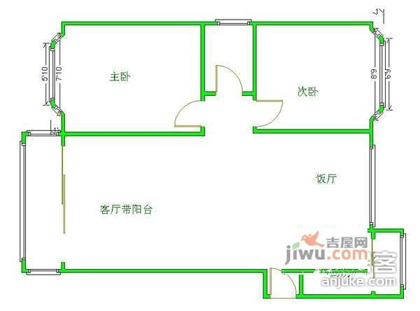 都市金岸2室2厅1卫89㎡户型图