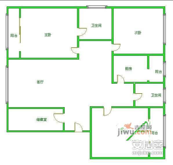 都市金岸3室2厅2卫128㎡户型图