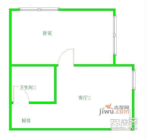 南桥视窗1室1厅1卫58㎡户型图