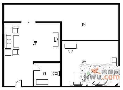 南桥视窗1室1厅1卫58㎡户型图